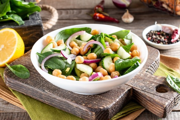 Cucumber Chickpea Salad with Soy Yoghurt Mint Dressing